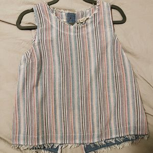 Hem & Thread Linen Blend Stripe Crop Tank